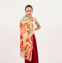 Dlux - Doodle Print Scarf Red Accessories Imogino