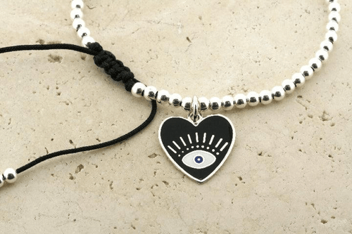 Makers & Providers - Black Flying Heart Bead Bracelet MTB438JewelleryImogino